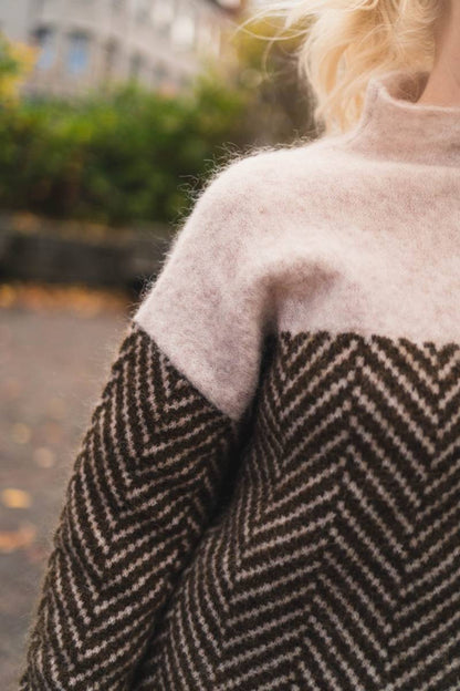 Jersey Mujer de Algodón Cuello Alto Bicolor