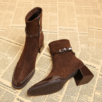 Botines Mujer efecto ante con hebilla ajustable