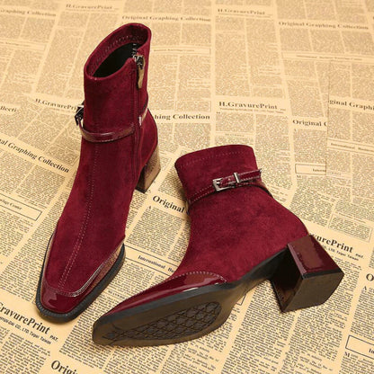 Botines Mujer efecto ante con hebilla ajustable