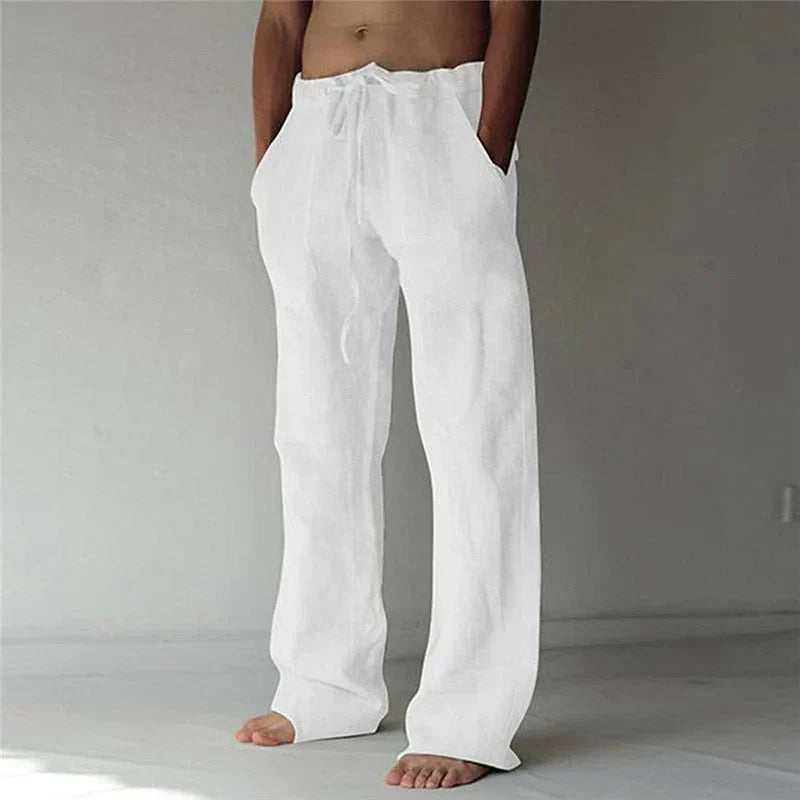 Pantalón hombre de algodón corte amplio cintura elástica