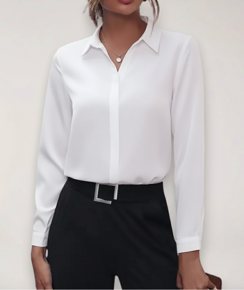 Blusa Mujer de Algodón Cuello Camisero Clásica