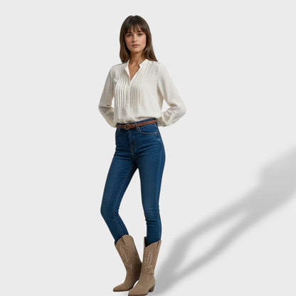 Botas Cowboy Mujer de Piel Bordadas Tacón Bajo