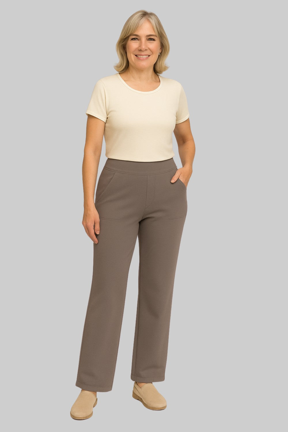 Pantalones Mujer Algodón Elástico Corte Cómodo