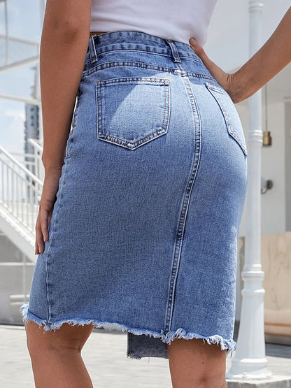 Falda midi mujer de talle alto con abertura y corte ajustado