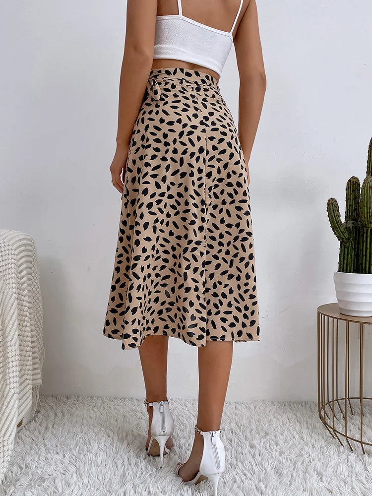 Falda Cruzada Mujer con Lazo Estampada Ajuste Casual