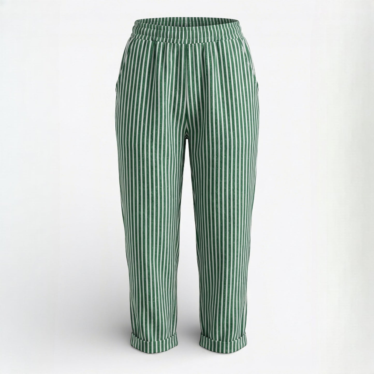 Pantalones Capri Mujer Pernera Ancha Talle Alto Rayas