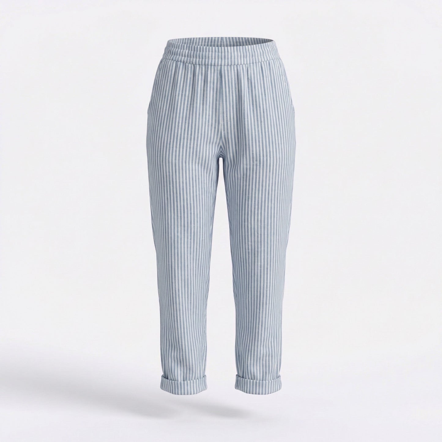 Pantalones Capri Mujer Pernera Ancha Talle Alto Rayas