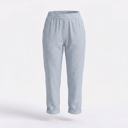 Pantalones Capri Mujer Pernera Ancha Talle Alto Rayas