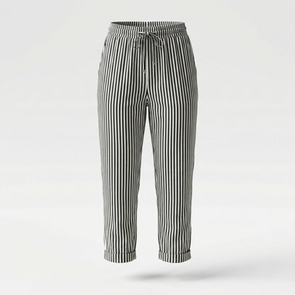 Pantalones Capri Mujer Pernera Ancha Talle Alto Rayas