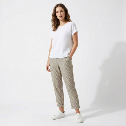 Pantalones Capri Mujer Pernera Ancha Talle Alto Rayas