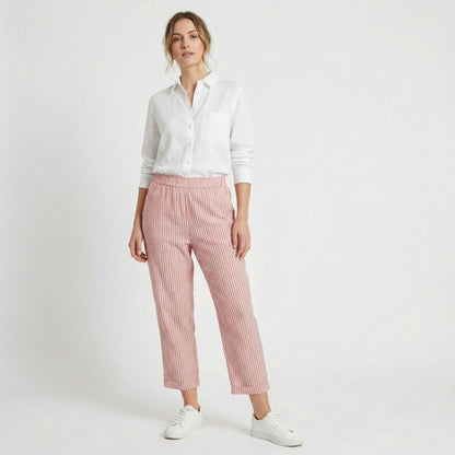 Pantalones Capri Mujer Pernera Ancha Talle Alto Rayas