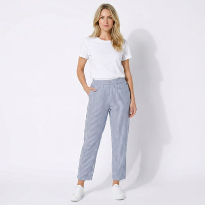 Pantalones Capri Mujer Pernera Ancha Talle Alto Rayas
