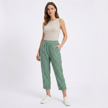 Pantalones Capri Mujer Pernera Ancha Talle Alto Rayas