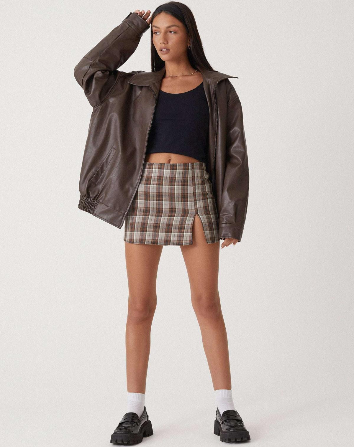 Chaqueta bomber mujer de cuero sintético cuello y cremallera
