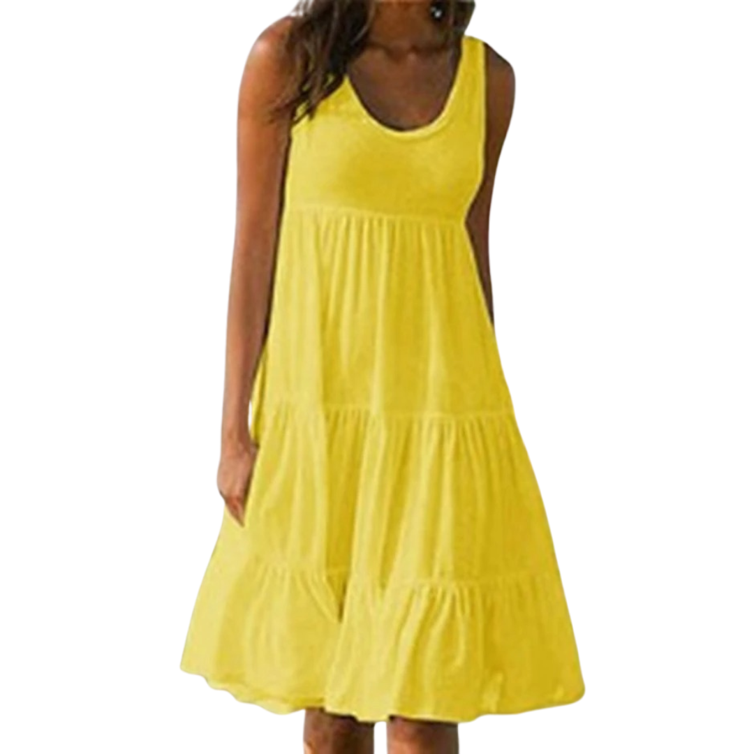 Vestido midi mujer sin mangas capas estilo bohemio