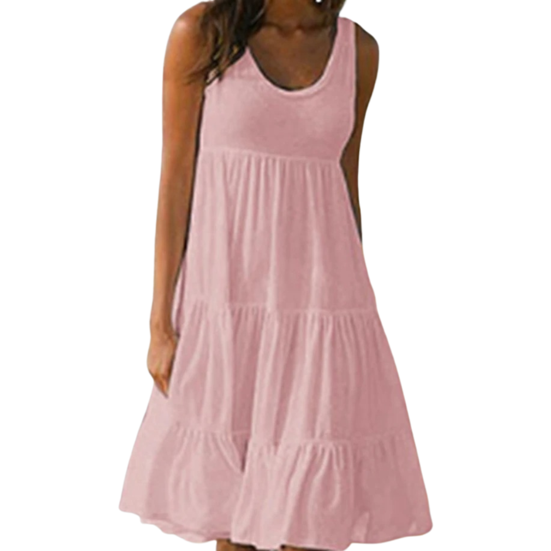 Vestido midi mujer sin mangas capas estilo bohemio