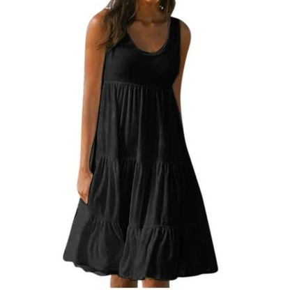 Vestido midi mujer sin mangas capas estilo bohemio
