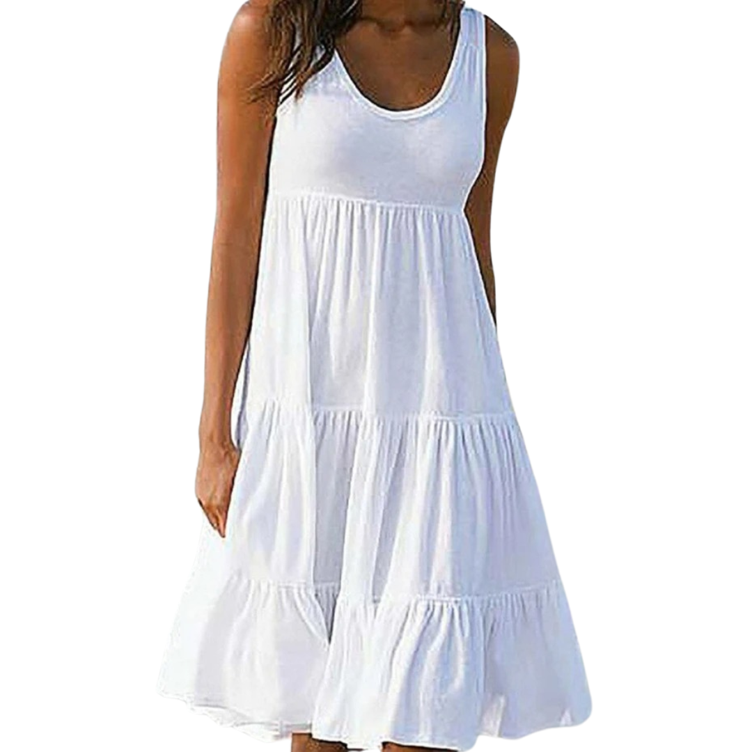 Vestido midi mujer sin mangas capas estilo bohemio - Mavetta