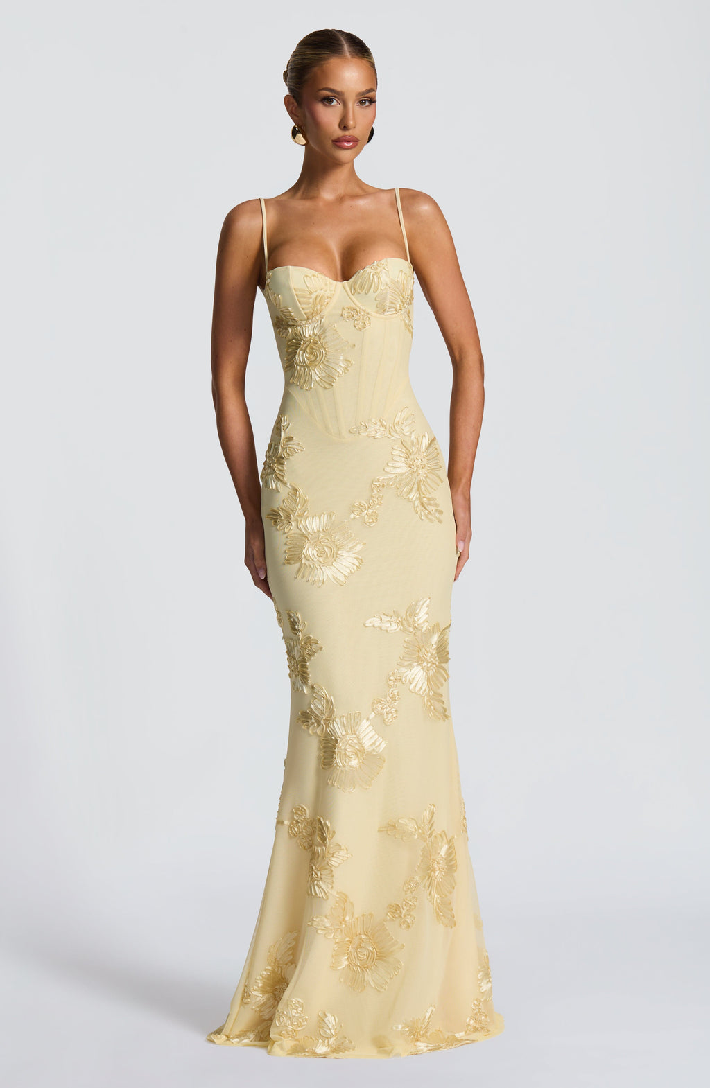Vestido maxi mujer con bordado floral estilo boda - Mavetta