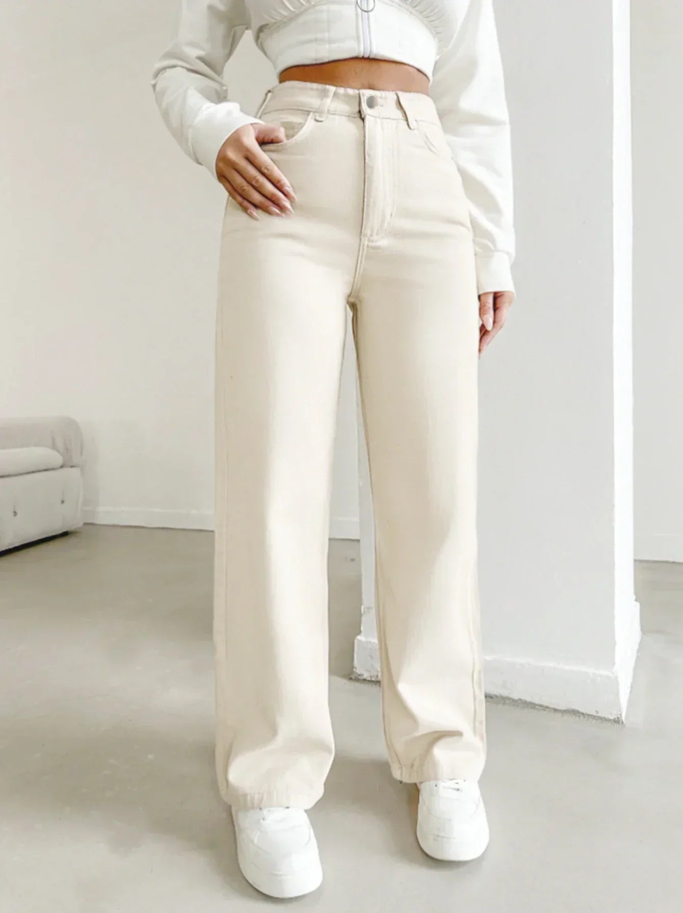 Pantalón Recto Mujer de Talle Alto Elegante - Mavetta
