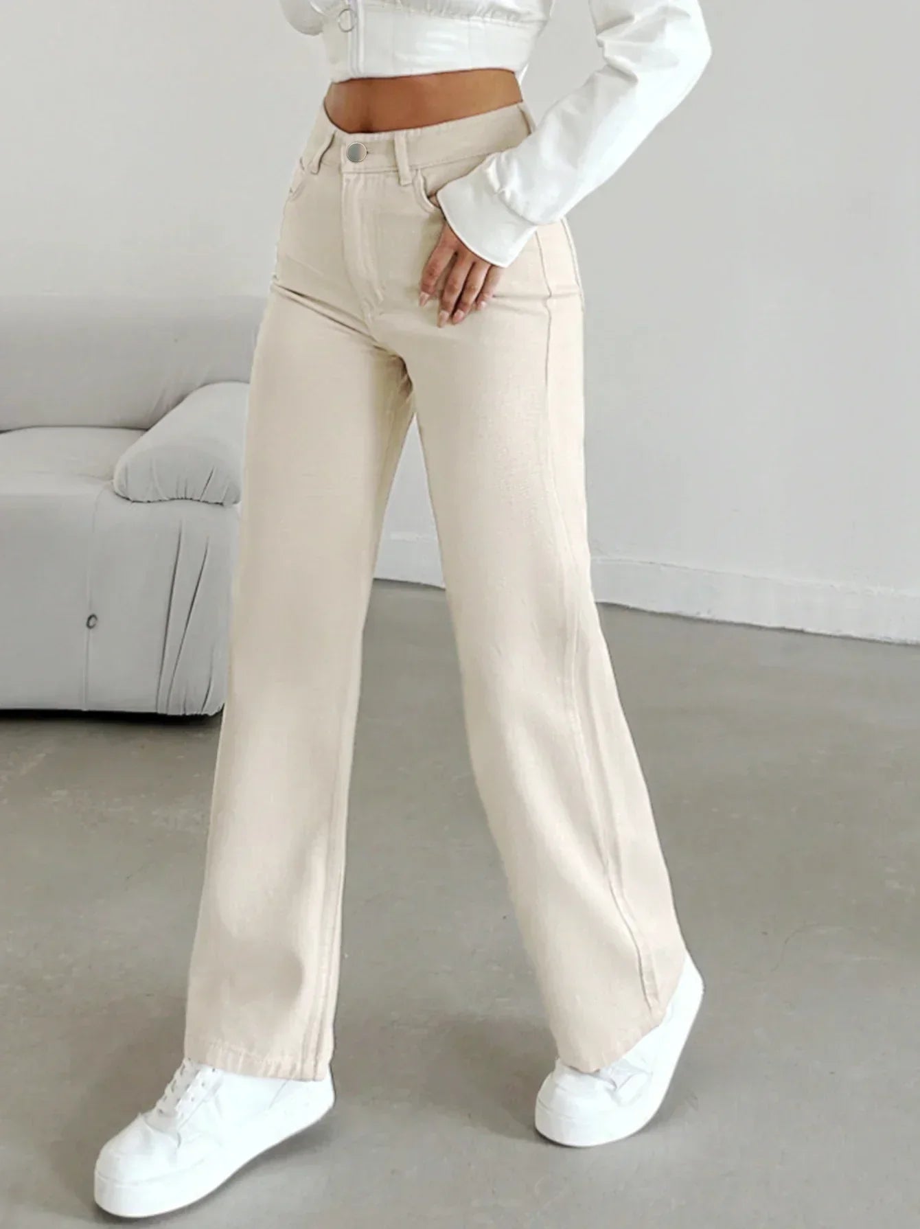 Pantalón Recto Mujer de Talle Alto Elegante