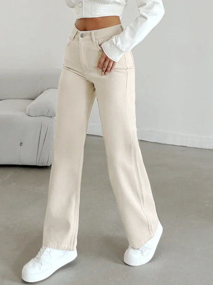 Pantalón Recto Mujer de Talle Alto Elegante