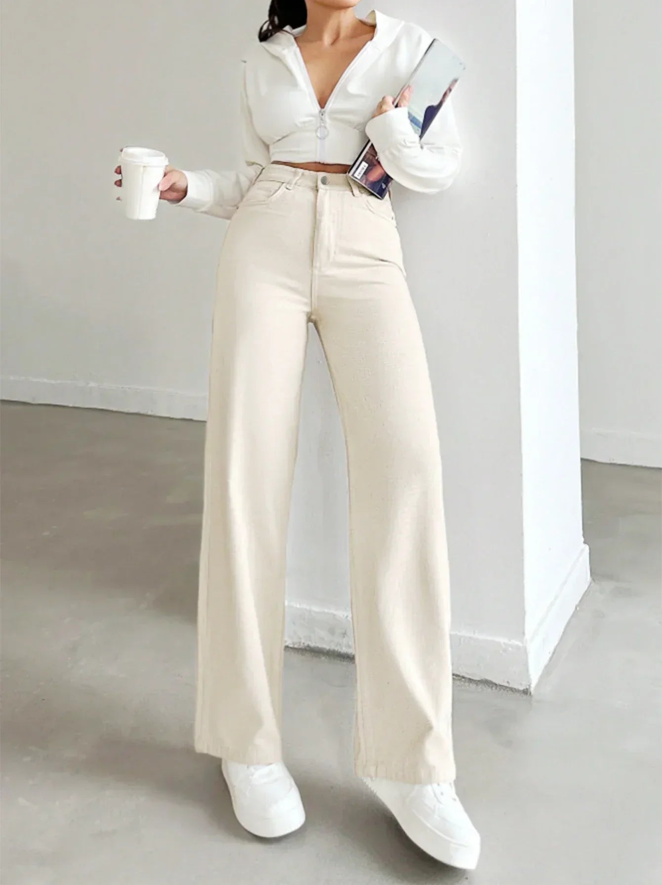 Pantalón Recto Mujer de Talle Alto Elegante