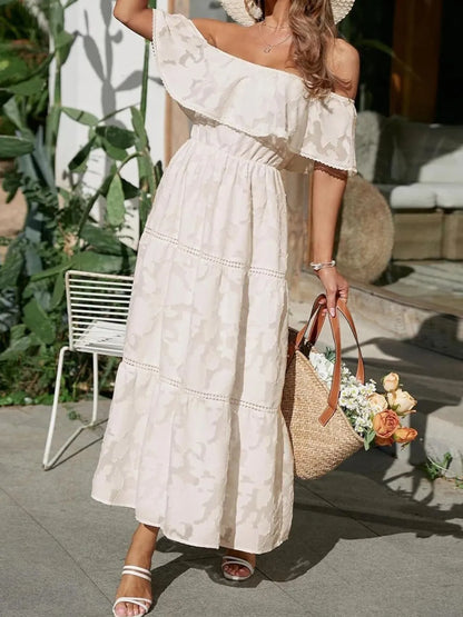 Vestido largo mujer capas hombros descubiertos elegante