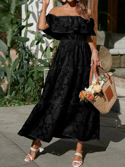 Vestido largo mujer capas hombros descubiertos elegante