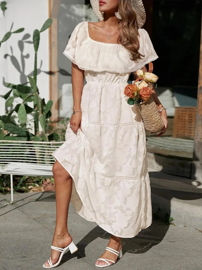 Vestido largo mujer capas hombros descubiertos elegante