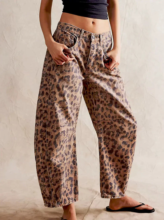 Vaqueros Mujer de Pierna Ancha Estampado Animal - Mavetta