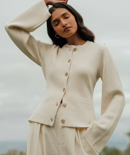 Chaqueta Mujer de Lana con Botones Ajuste Clásico