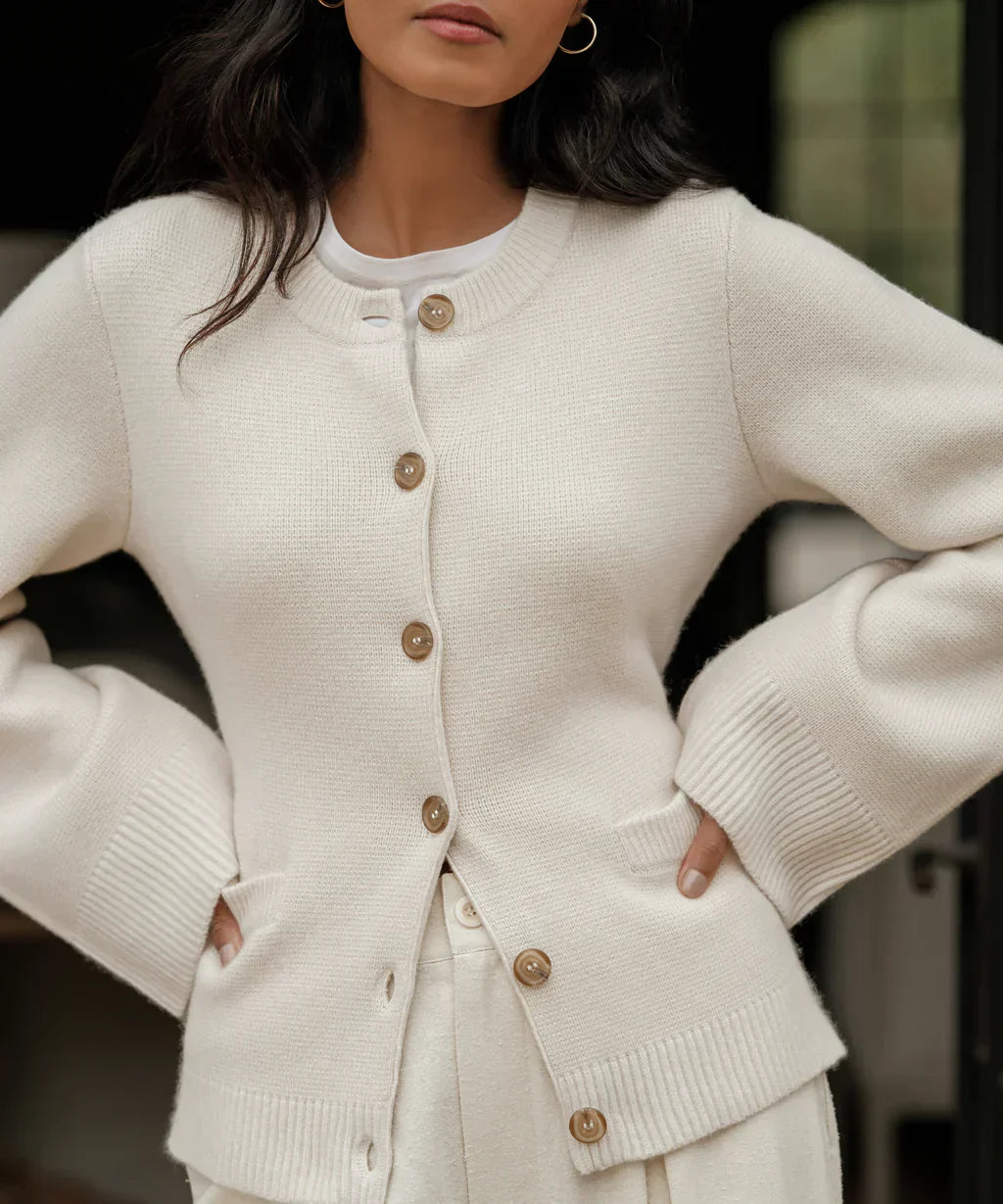 Chaqueta Mujer de Lana con Botones Ajuste Clásico