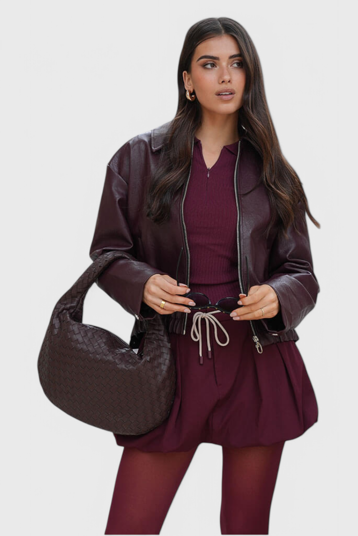 Bolso mujer tejido mediano con nudo diseño moderno