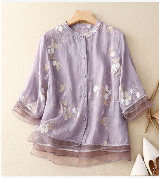Blusa Mujer de Tela Ligera Estampado Floral Ajuste Moderno - Mavetta