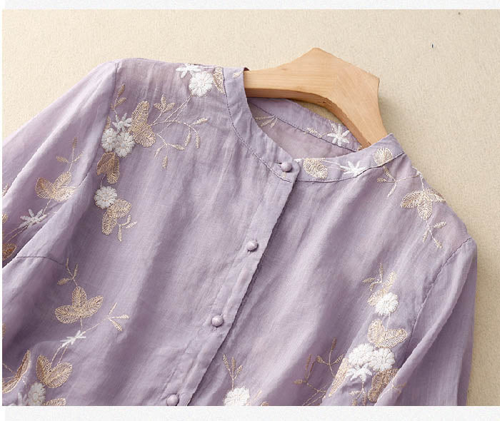 Blusa Mujer de Tela Ligera Estampado Floral Ajuste Moderno