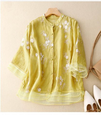 Blusa Mujer de Tela Ligera Estampado Floral Ajuste Moderno