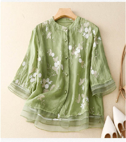 Blusa Mujer de Tela Ligera Estampado Floral Ajuste Moderno