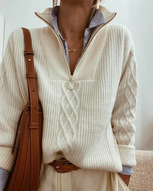 Jersey Mujer Cuello Alto Cremallera Ajustado - Mavetta