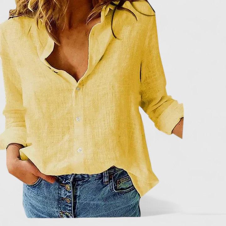Camisa Mujer de Lino Cuello de Solapa