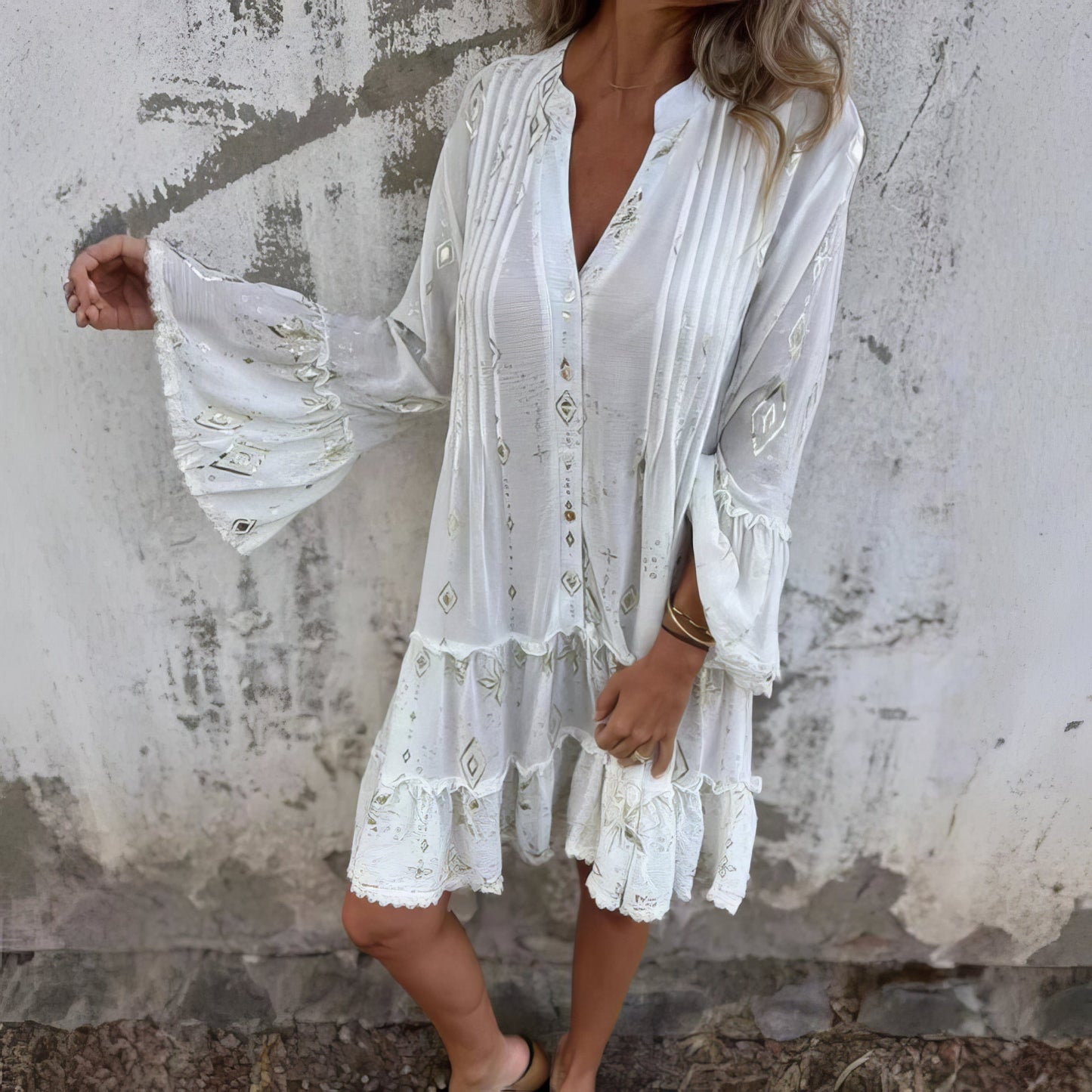 Vestido mujer boho ligero con mangas amplias verano