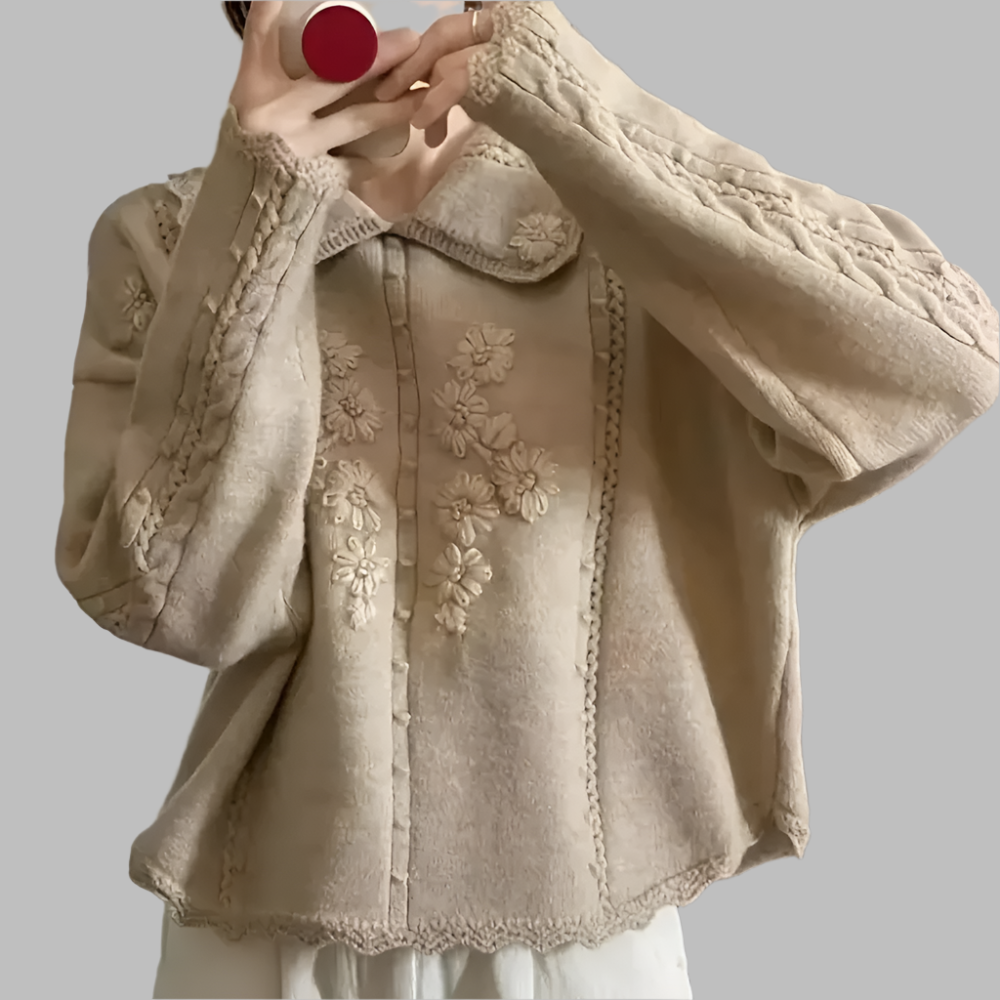 Jersey Mujer de Punto Suave con Bordado Floral - Mavetta