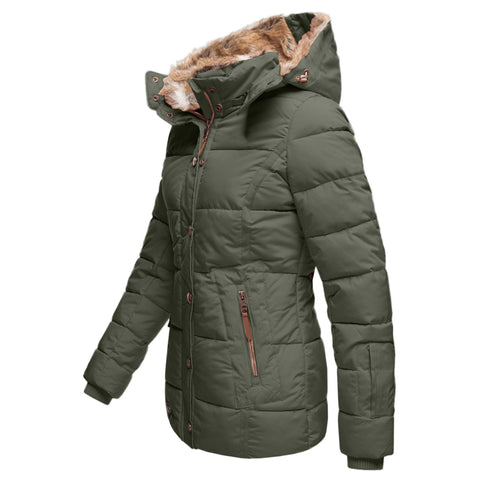 Abrigo Mujer Acolchado Forro Polar Capucha Invierno