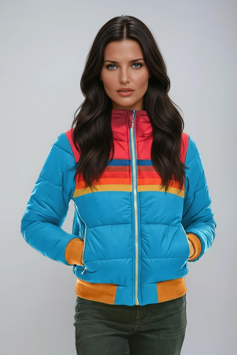 Abrigo Acolchado Mujer Puffer Invierno Diseño Retro