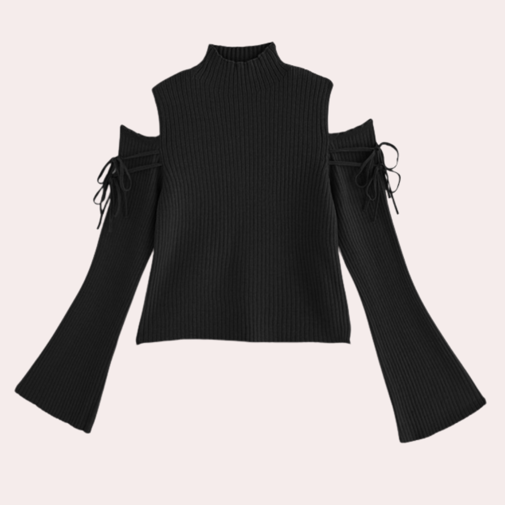 Jersey Mujer de Punto Canalé con Hombros Descubiertos